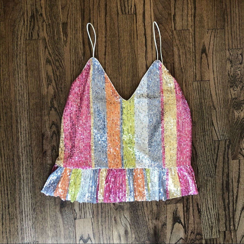 Vday Multi Sequin Stripe Top 💓